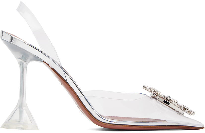 Кецове и обувки Amina Muaddi Transparent Begum Glass Slingback Heels Бяло | BEGUM GLASS SLING CL PVC