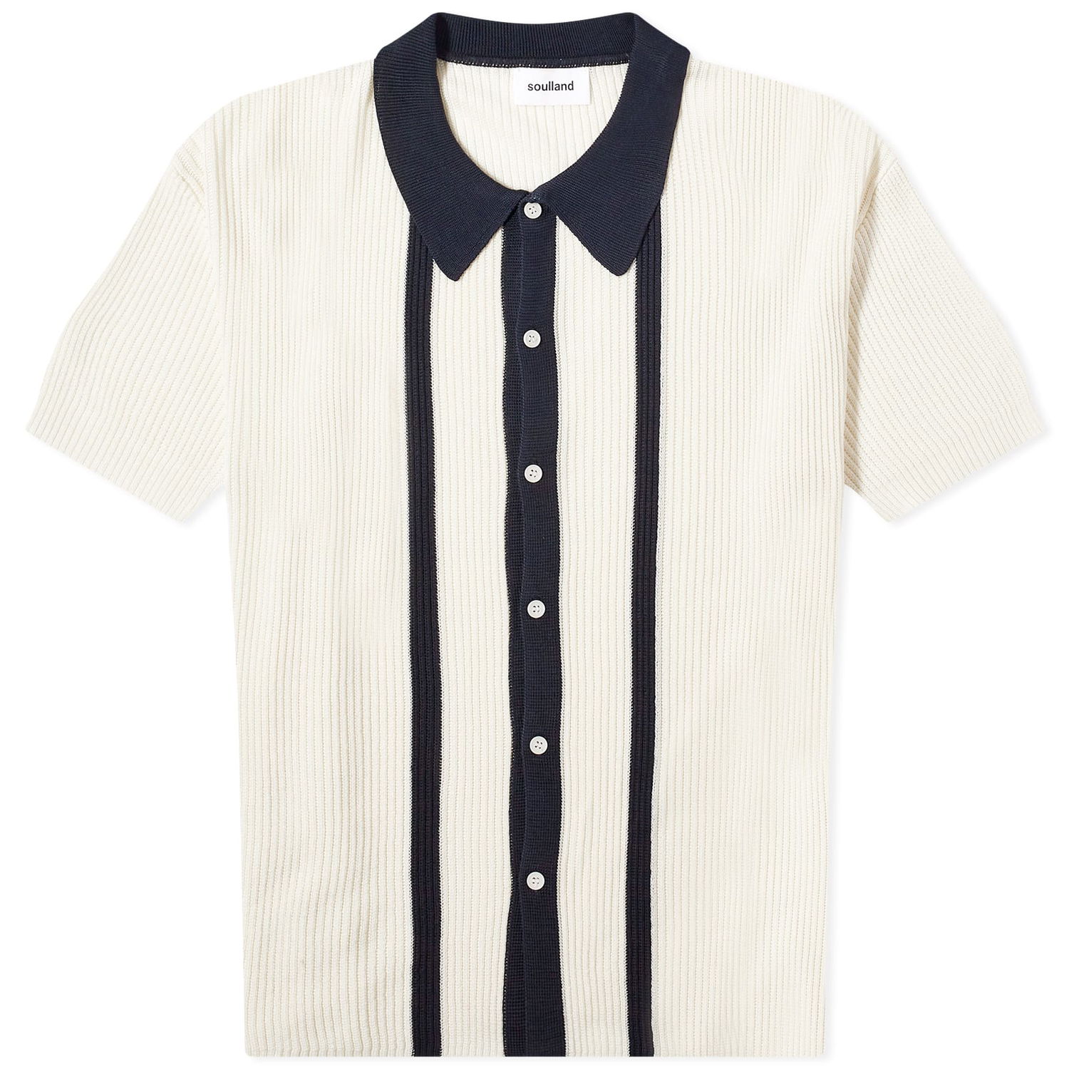 Поло тениска Soulland Ciel Short Sleeve Knitted Polo Shirt Бяло | 41042-1157-OFW, 0
