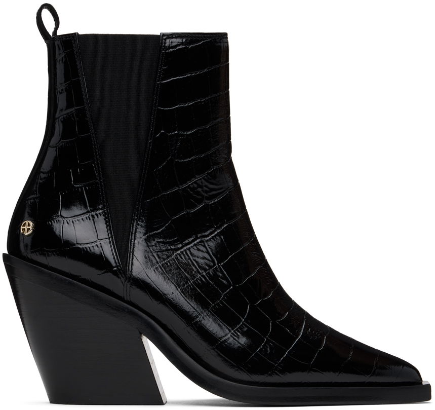 Кецове и обувки Anine Bing Bekah Black Leather Chelsea Boots Черно | A-14-10194-010, 0