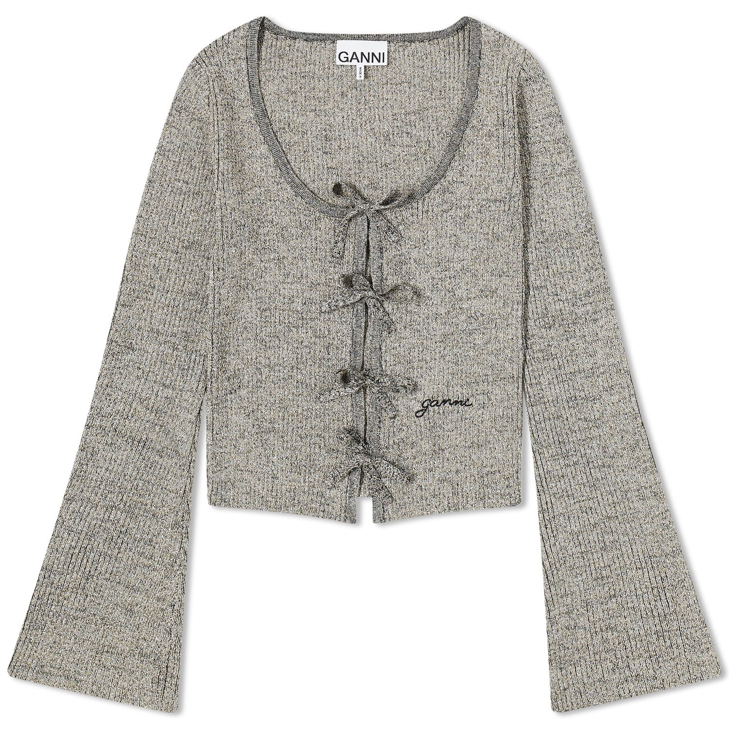 Риза GANNI Sparkle Rib Blouse Сиво | K2069-18, 0