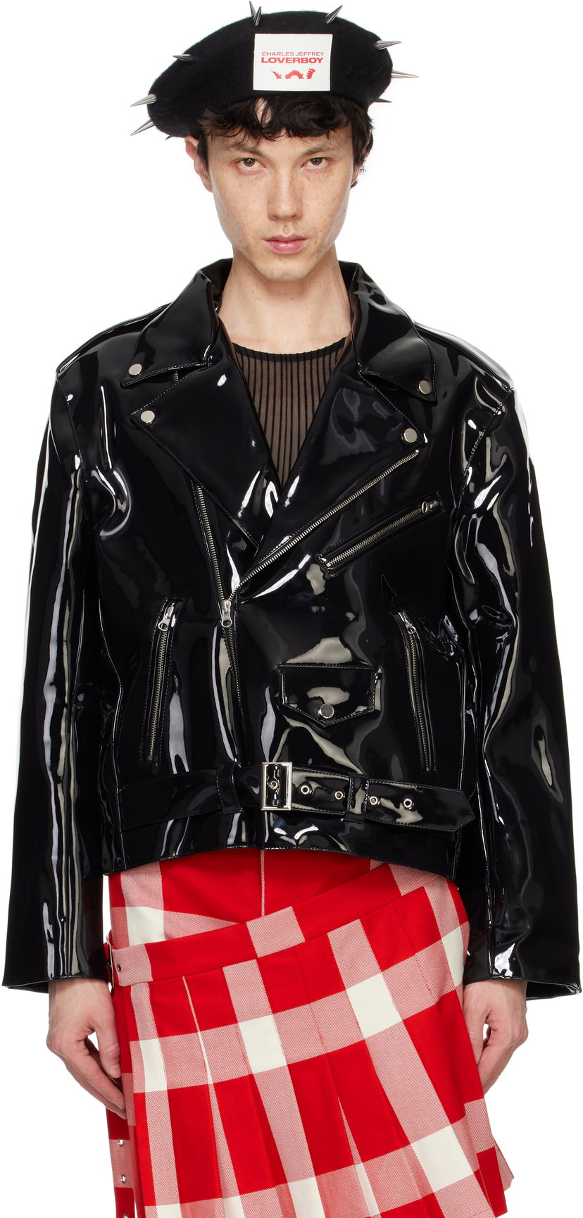 Яке бомбър Charles Jeffrey Loverboy Biker Jacket With Belt Черно | 42010201