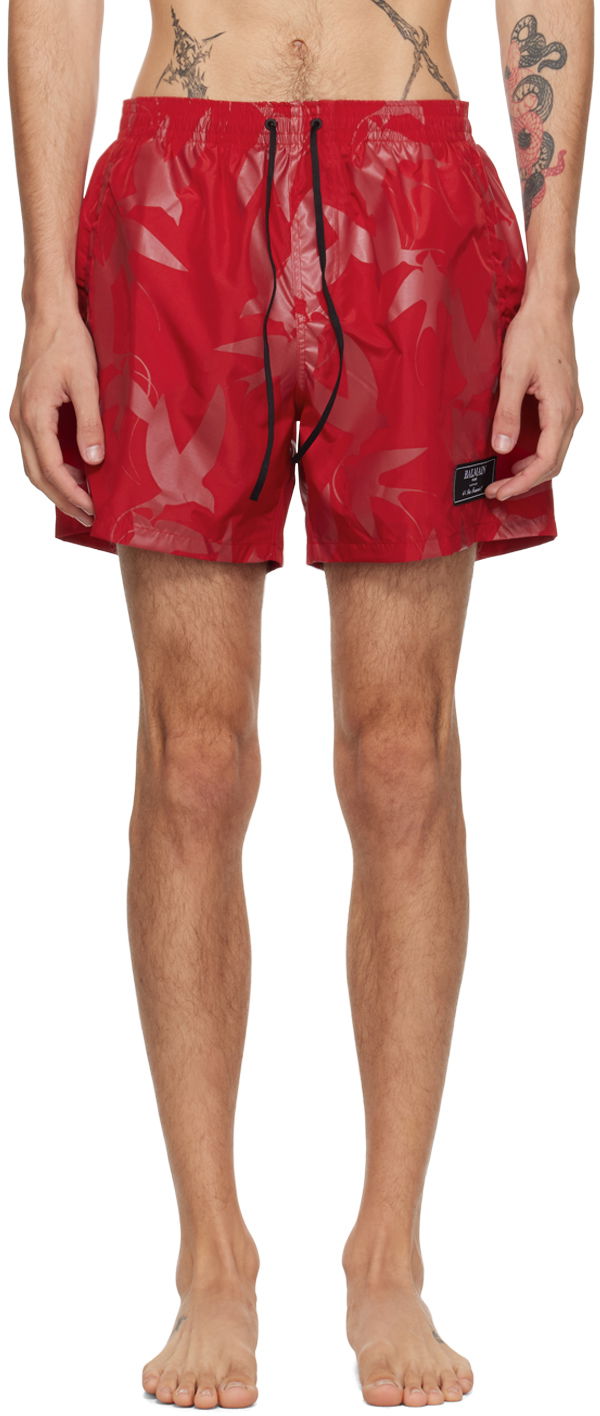 Къси панталони Balmain Red Rondini Swim Shorts Червено | BWB641400, 0