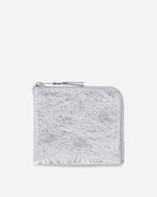 Silver Line Crinkled Metallic Zip Around Wallet