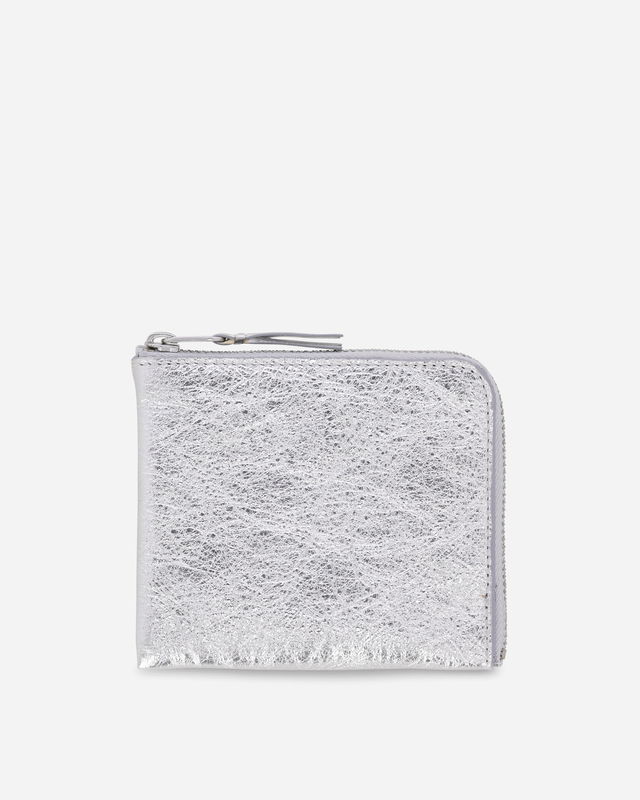 Silver Line Crinkled Metallic Zip Around Wallet