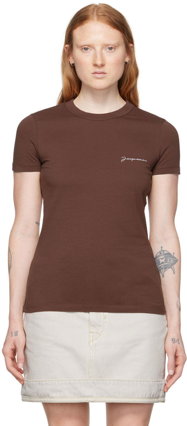 Тениска Jacquemus 'Le T-Shirt Brodé' T-Shirt Кафяво | 22E211JS003-2160, 0