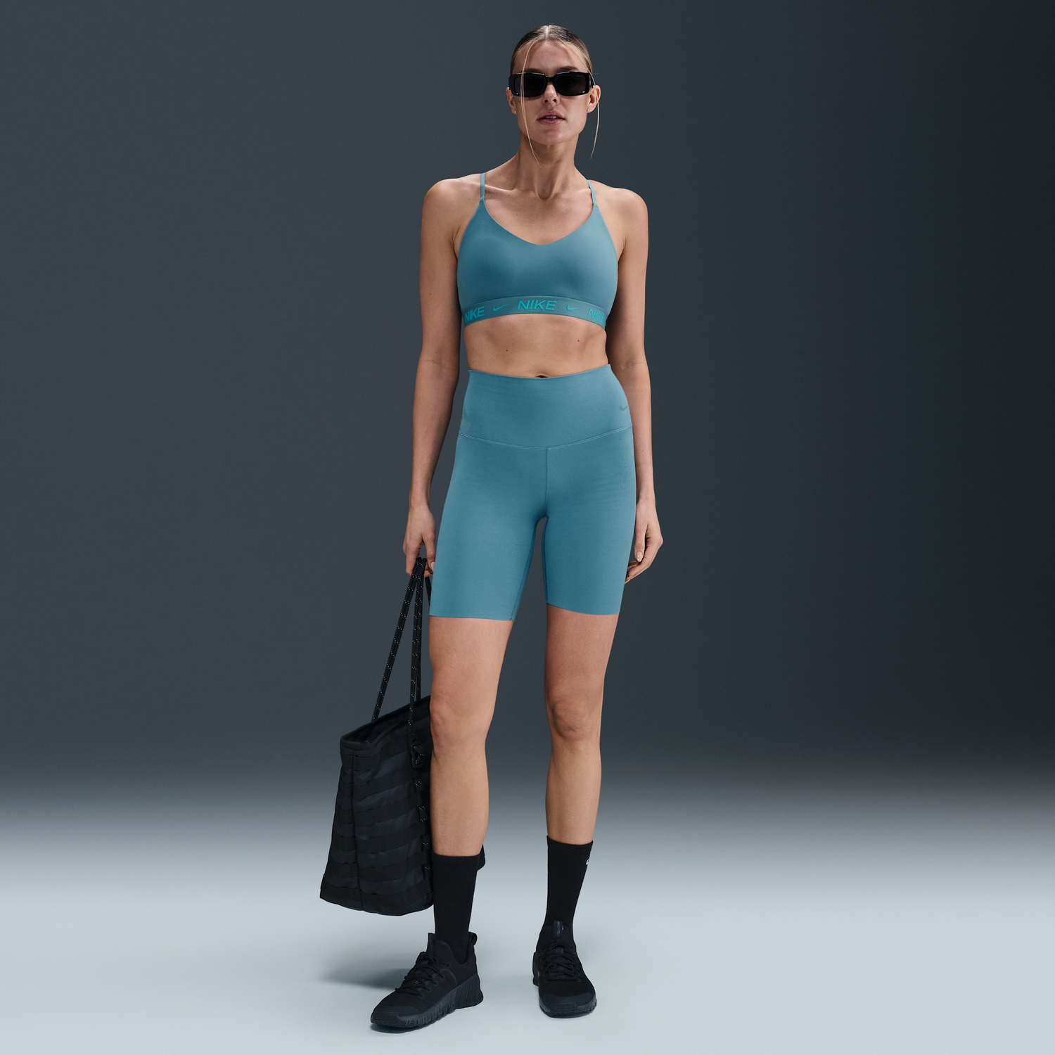 Къси панталони Nike Zenvy High-Waisted 8" Bike Shorts Тюркоазено | DQ6003-006, 0
