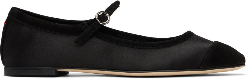Облекло Aeyde Aeyde Uma Satin Toe-Cap Ballerina Flats Черно | A11-FL-RKLS08FL169-SS25-800-067
