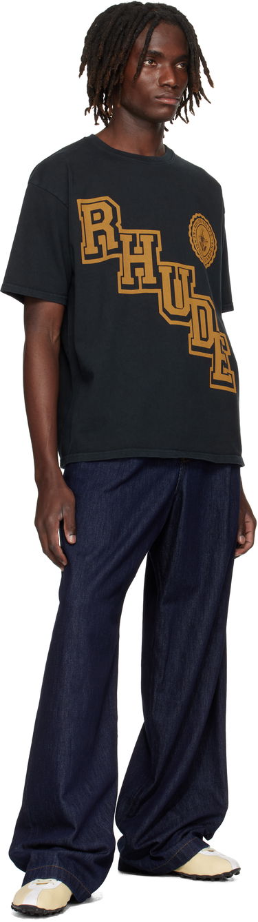 Тениска Rhude Rhude Collegiate Crest T-Shirt Черно | RHPF25TT05012, 3