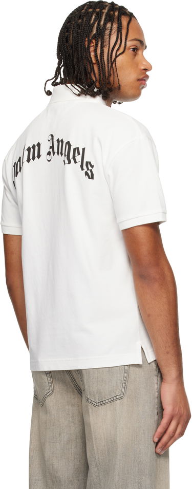 Поло тениска Palm Angels Curved Logo Polo Бяло | PMGB02AF25FAB0020310, 2