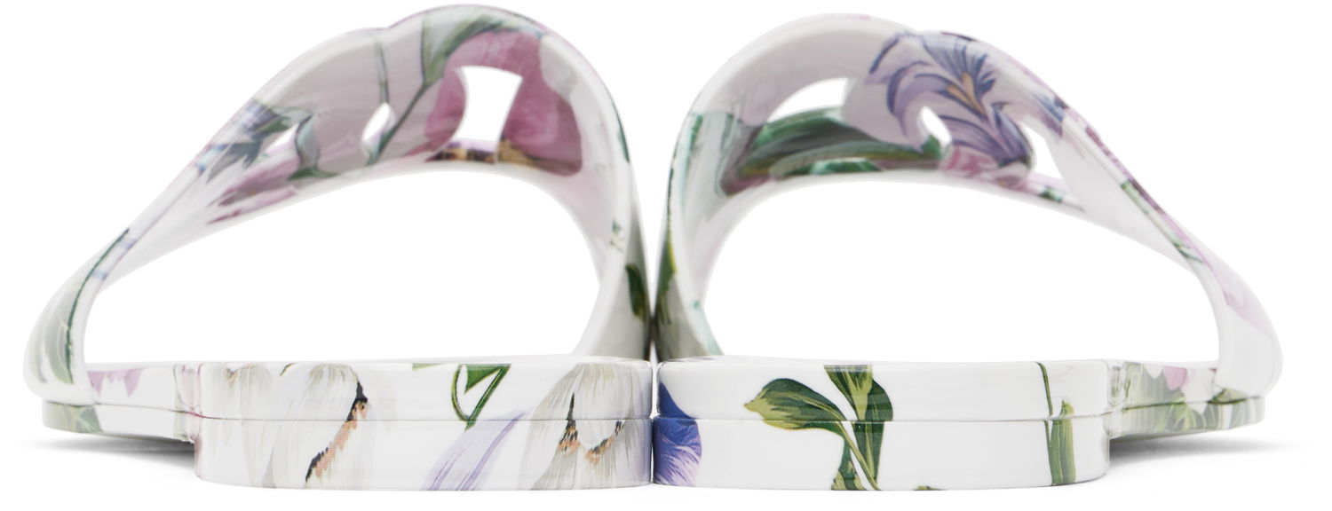 Pокля Dolce & Gabbana Dolce&Gabbana Floral Print Rubber Slides Бяло | CW2215 A6L05, 1