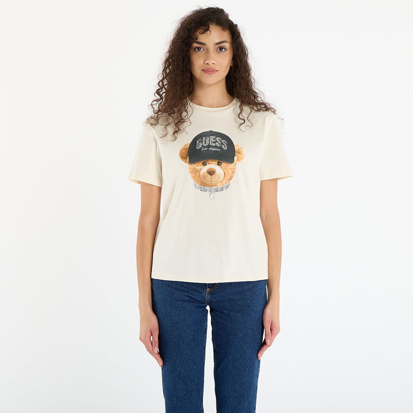 Тениска GUESS Teddy Bear Hat Short Sleeve T-Shirt Бежово | V5BI09I3Z14-G1O6