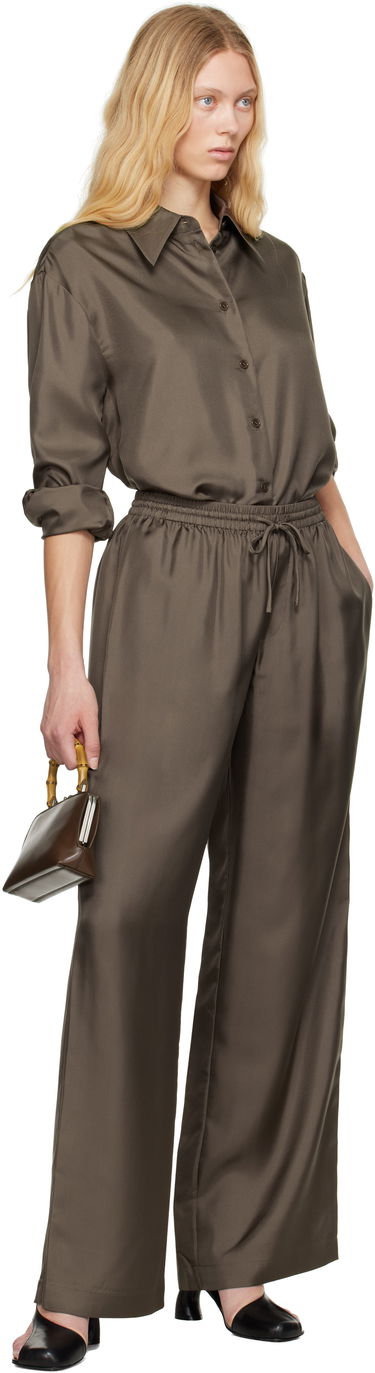 Риза Róhe Signature Elongated Silk Shirt Кафяво | 415-19-085, 4