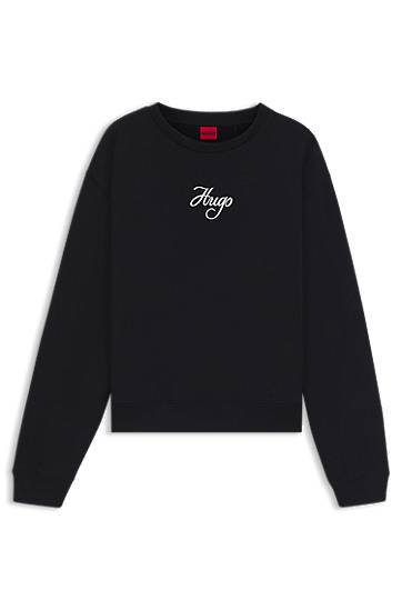 Суитчър BOSS Oversized-Fit Cotton-Terry Sweatshirt with Glitter Logo by HUGO Черно | 50550149, 0