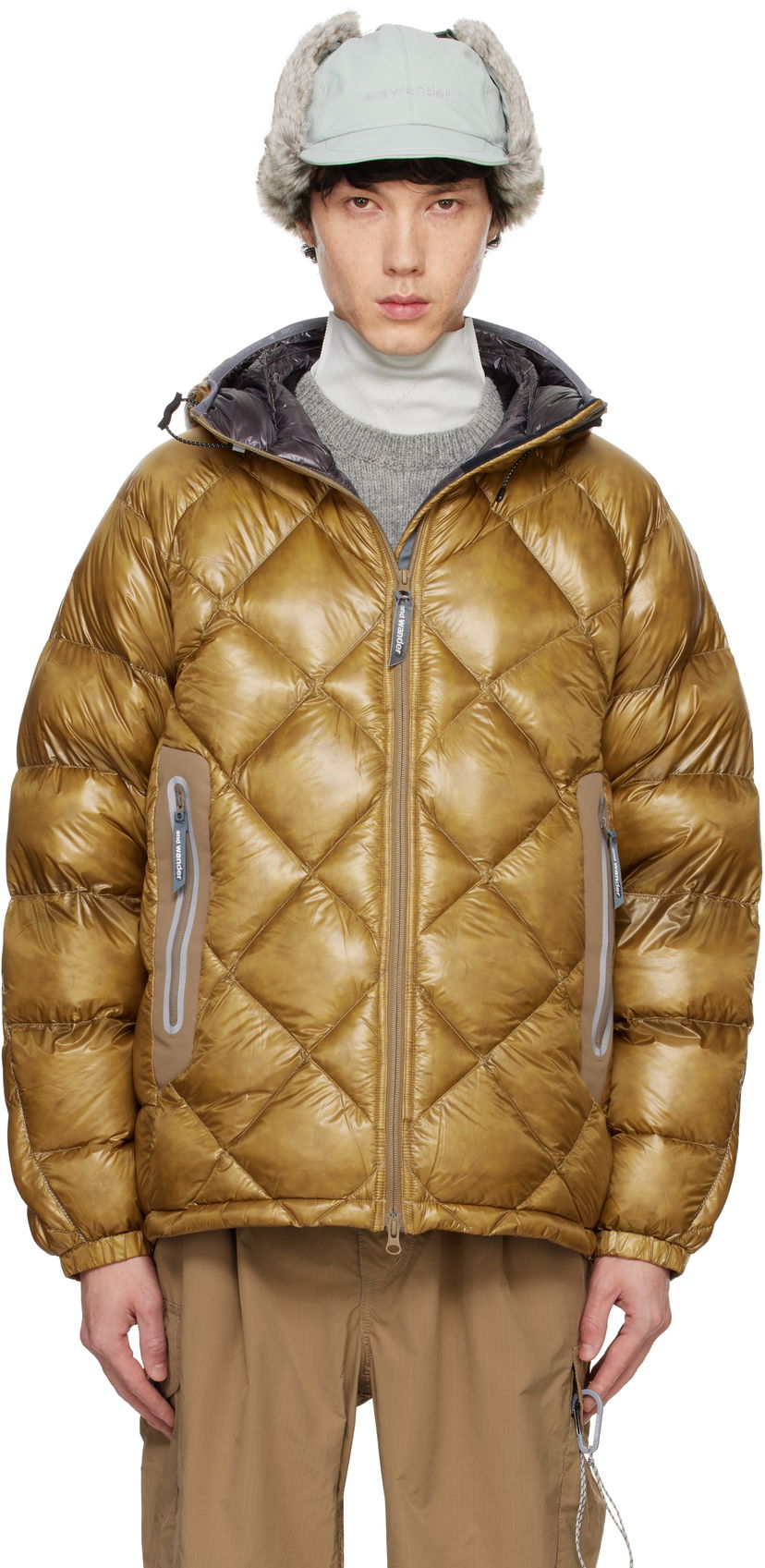 Пухо яке and wander Diamond Stitch Down Jacket Кафяво | 5744231105