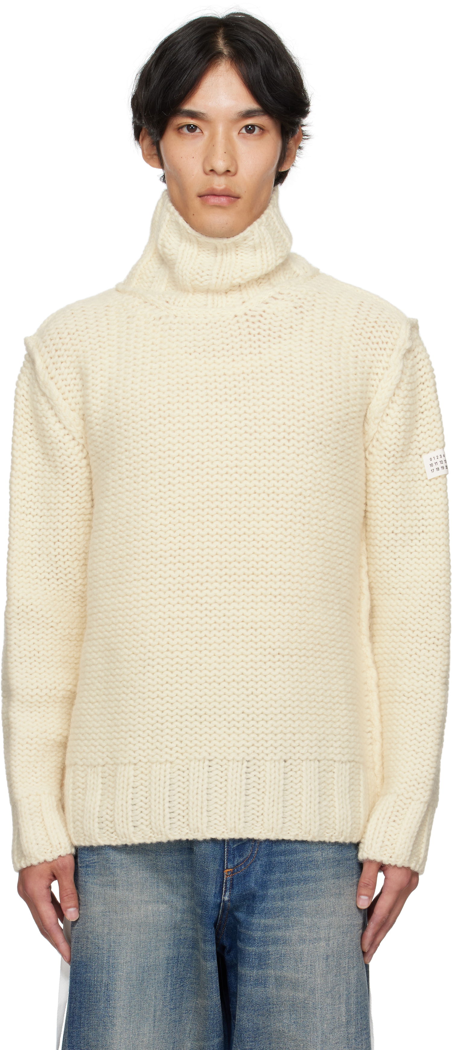 Пуловер Maison Margiela MM6 Maison Margiela Chunky Wool Turtleneck Sweater Бяло | SH2HA0008 M13166, 0