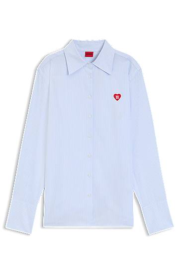 Риза BOSS Relaxed-fit blouse in striped Oxford cotton Синьо | 50556370, 0