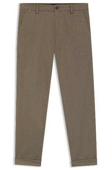 Панталони BOSS Modern-fit trousers in brushed twill Кафяво | 50549461