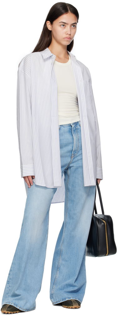 Риза Acne Studios Acne Studios Striped Oversized Button-Up Shirt Синьо | CB0117-, 3