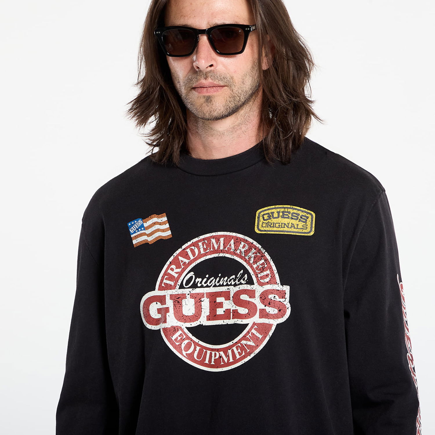 Тениска GUESS Guess Originals Long Sleeve Race Graphic Tee Черно | M5YI56K8FQ4-JTMU, 1