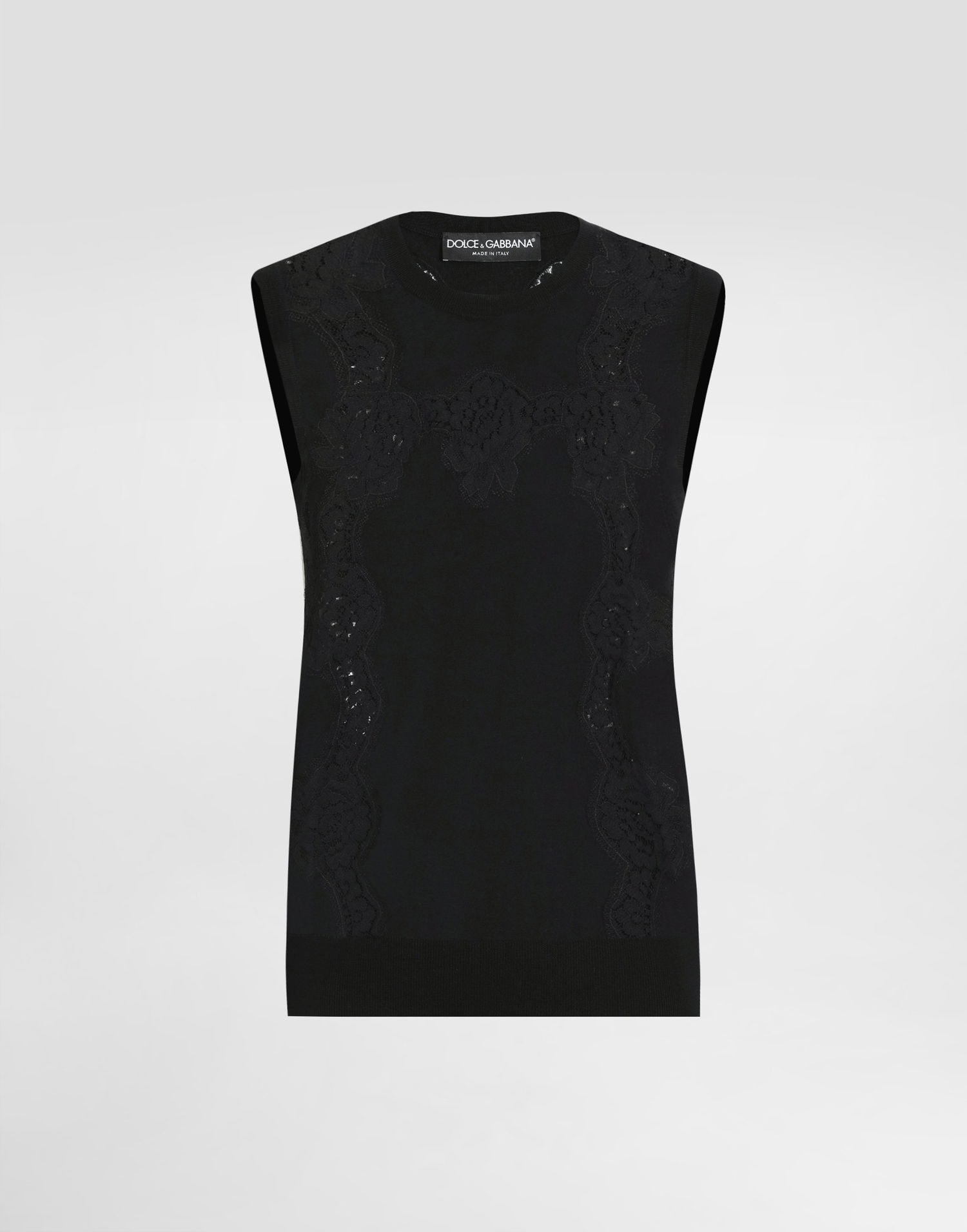Потник Dolce & Gabbana Dolce & Gabbana Wool and Lace Tank Top Черно | FXT02TJDVCSN0000, 0
