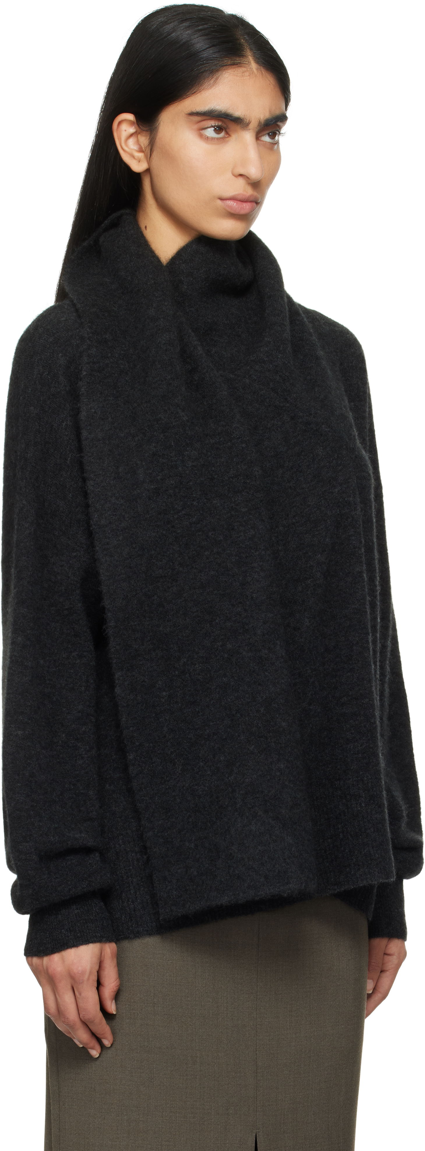 Пуловер TOTEME TOTEME Draped Scarf Knit Sweater Сиво | 244-WRT0368-YA0099, 1