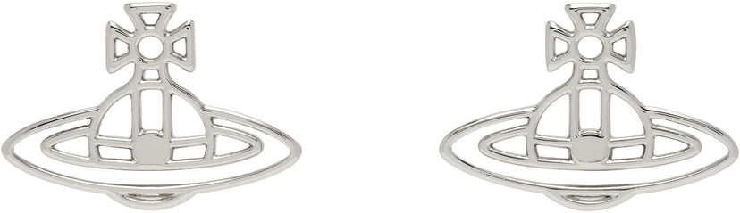 Обеци Vivienne Westwood Thin Lines Flat Orb Stud Earrings Металик | 62010208-02W003-CN