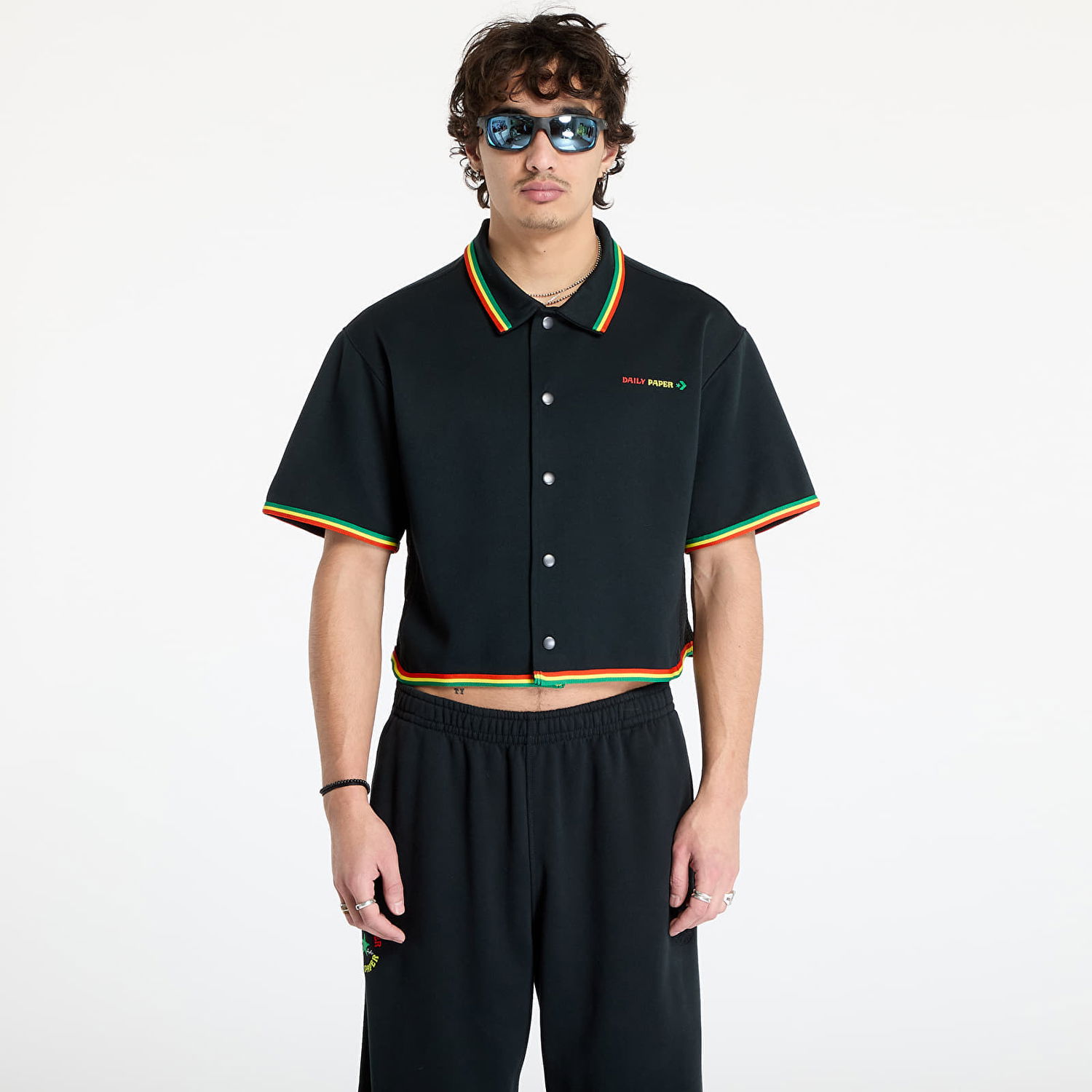 Поло тениска Converse Converse x Daily Paper Cropped Shirt Черно | 10027831-A01, 0