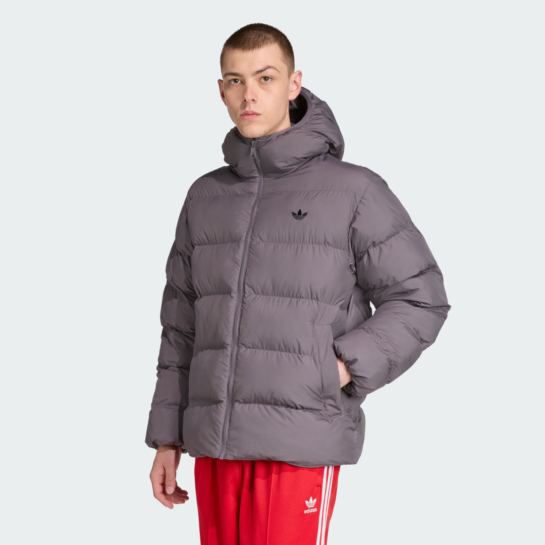 Пухо яке adidas Performance Hooded Puffer Jacket Сиво | JX4122, 0