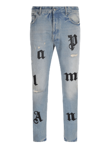 Дънки Palm Angels Logo Patch Classic 5 Pocket Jeans Синьо | PMYA033F22DEN0034510