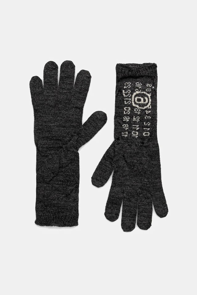 MM6 Maison Margiela Wool Knitted Gloves with Signature Numbers Print