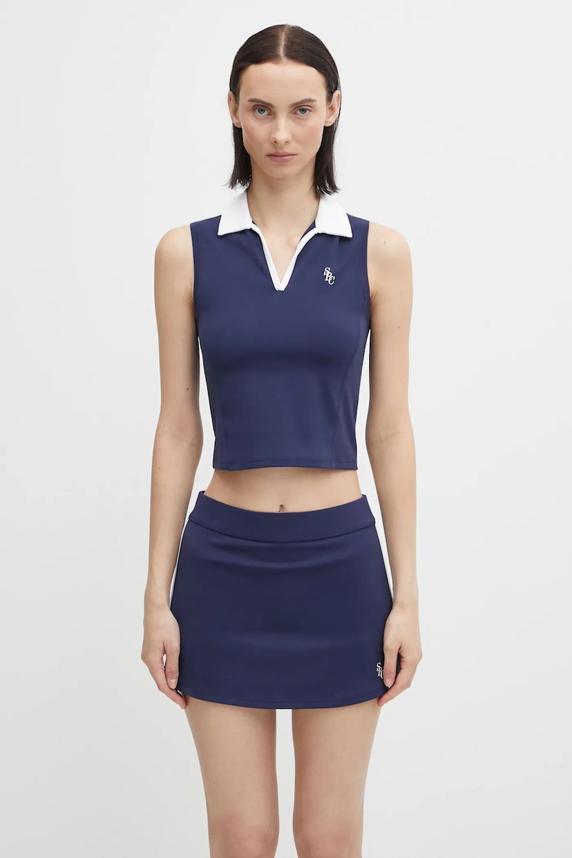 Поло тениска Sporty & Rich Src Sports Sleeveless Cropped Polo Top Тъмно синьо | TO024621302BL107