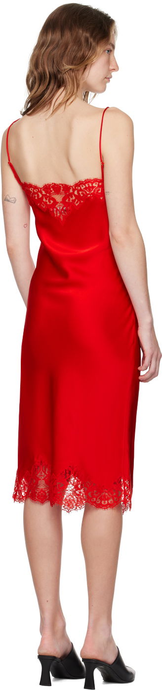 Pокля Stella McCartney Lace Trim Slip Dress Червено | 6A01743AU309, 2