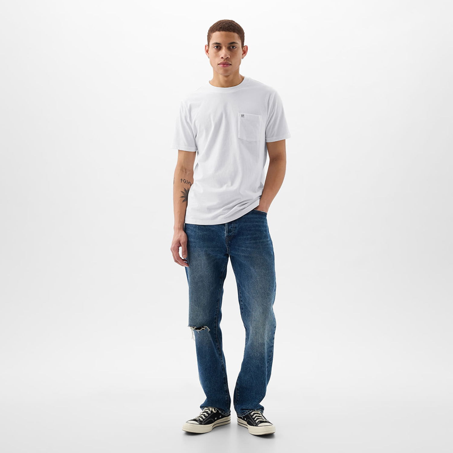 Тениска GAP Pocket Micro Logo Tee Optic White V6 Бяло | 857901-04, 1