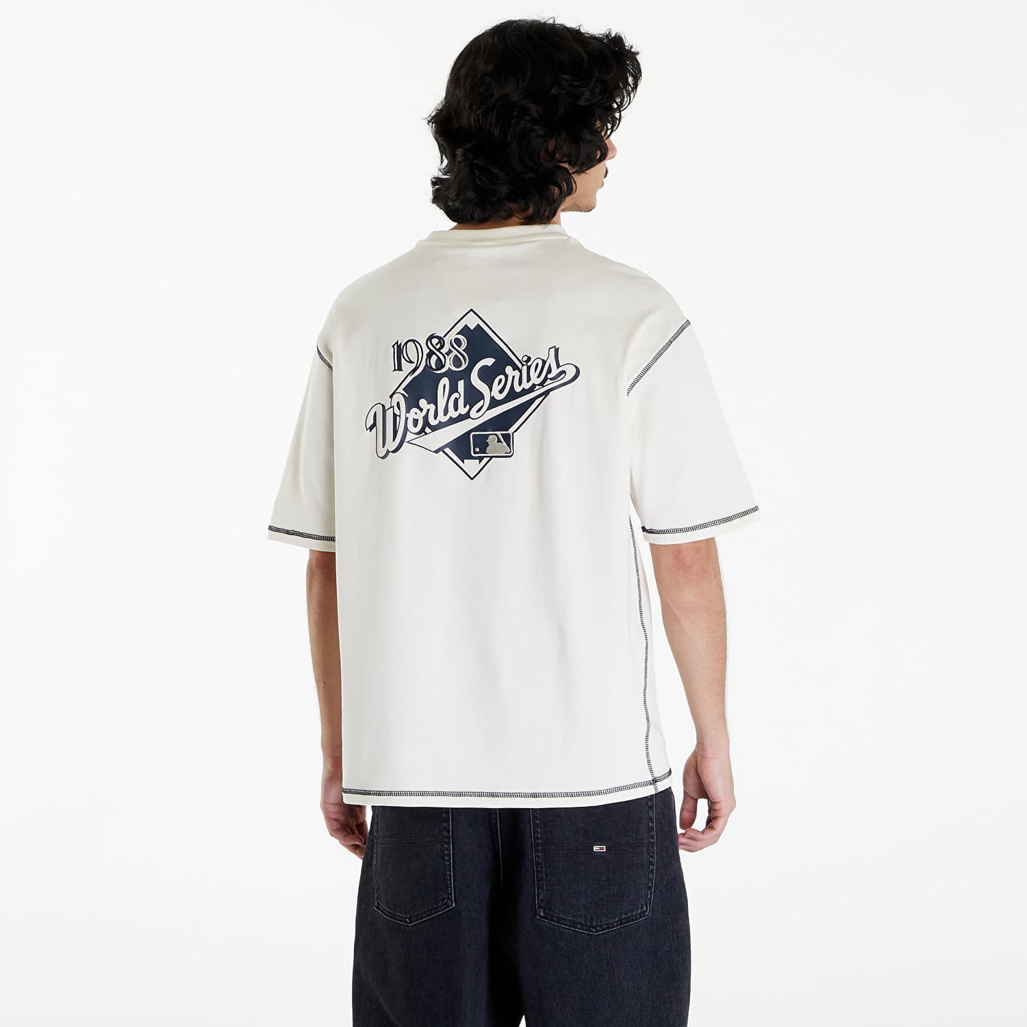 Тениска New Era LA Dodgers MLB World Series Oversized T-Shirt UNISEX Off White/ Navy Бяло | 60435464, 1