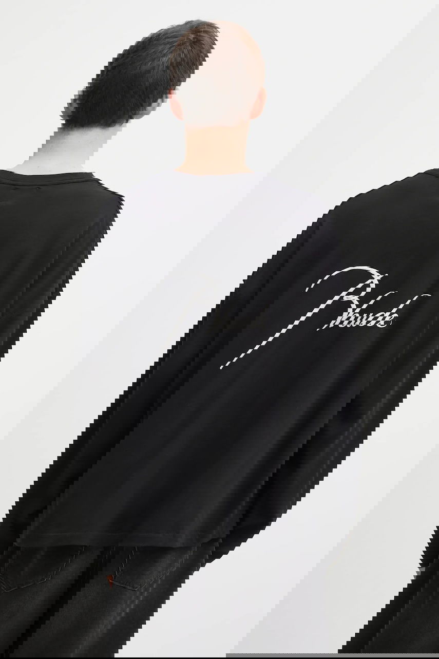 Тениска Rhude Classique reverse Cotton Long-Sleeve T-Shirt Черно | RHFW25TT10012, 0