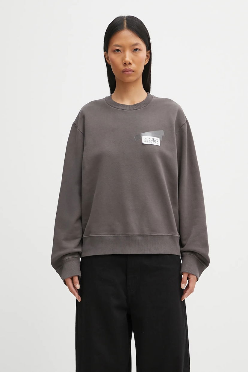 Суитчър Maison Margiela MM6 Maison Margiela Crewneck Sweatshirt with Appliqué Сиво | S62GU0143.M25024.810