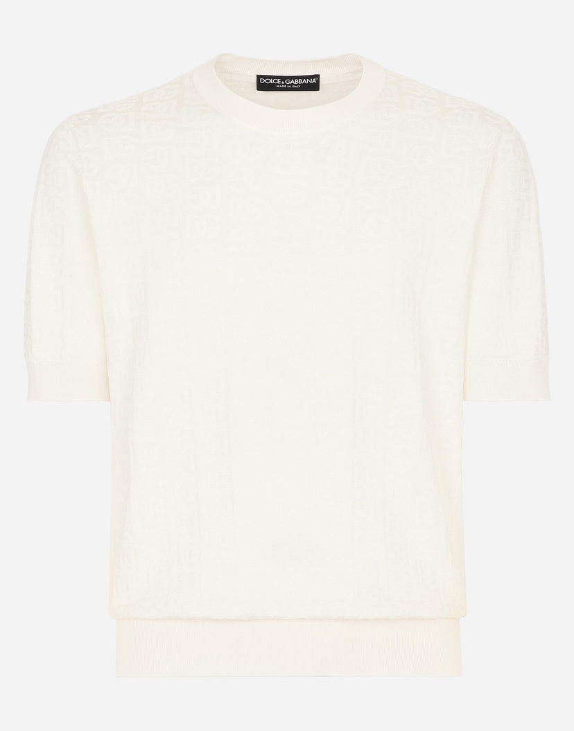 Пуловер Dolce & Gabbana Jacquard Round-neck Sweater Бяло | GXX03TJBSKEW0001