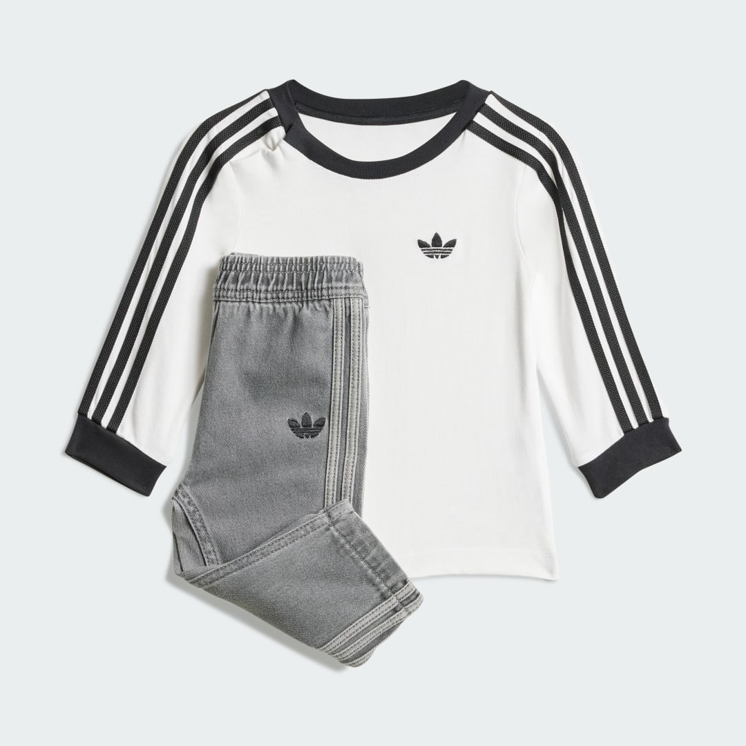 Комплект adidas Performance Long Sleeve Tee and Denim Pants Set Сиво | JW5312, 0