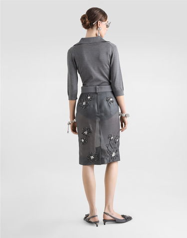 Пола Dolce & Gabbana Dolce & Gabbana Organza Midi Skirt with Floral Embroidery Сиво | F4C1BZGDCTCS8400, 2