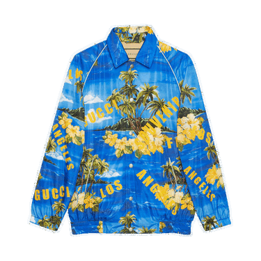 Яке Gucci Printed Nylon Jacket Синьо | 694137 ZAJI0 4216, 0
