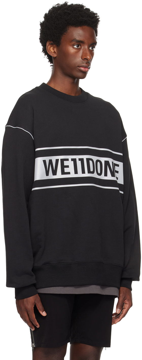 Суитчър We11done Men's Reflective Stripe Sweatshirt Черно | WD-SS5-19-048-BK, 1