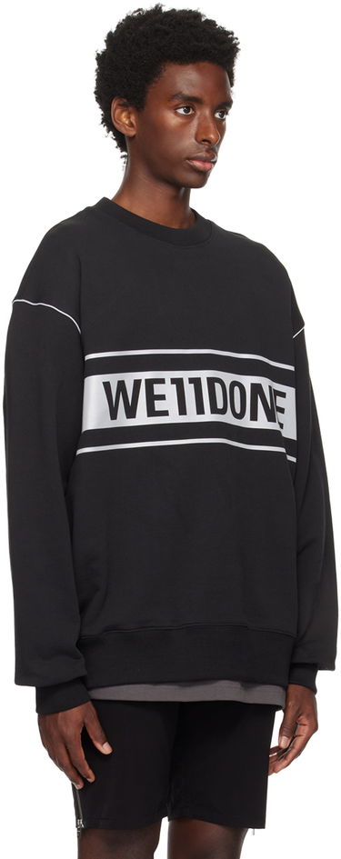 Суитчър We11done Men's Reflective Stripe Sweatshirt Черно | WD-SS5-19-048-BK, 1