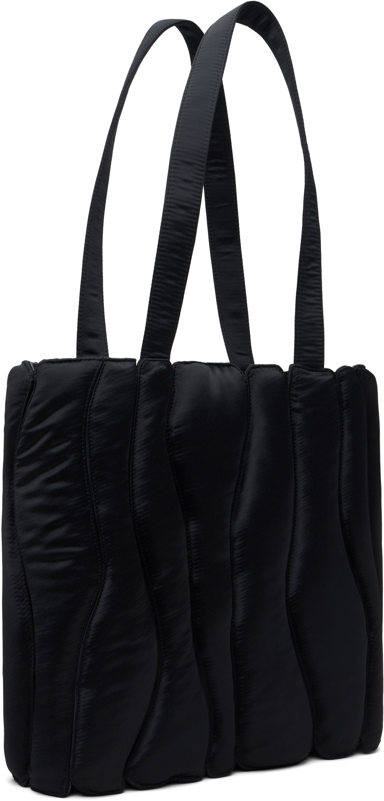 Голяма пазарска чанта Collina Strada Collina Strada Satin Caterpillar Tote Bag Черно | XX9024, 1