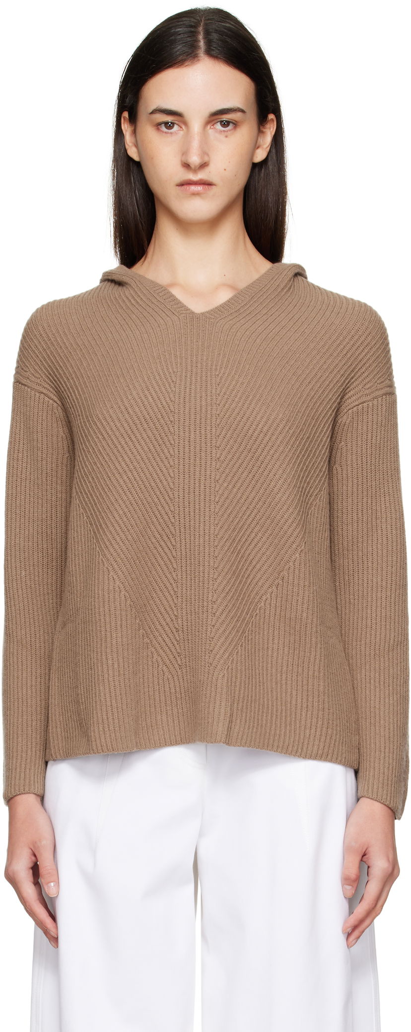 Суитчър Max Mara Max Mara Falcone Knit Hoodie Кафяво | 2529366031600