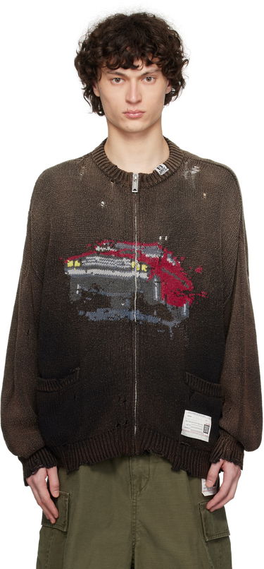 Пуловер Maison MIHARA YASUHIRO Maison MIHARA YASUHIRO Car Jacquard Knit Zip Cardigan Кафяво | A14CD511, 0
