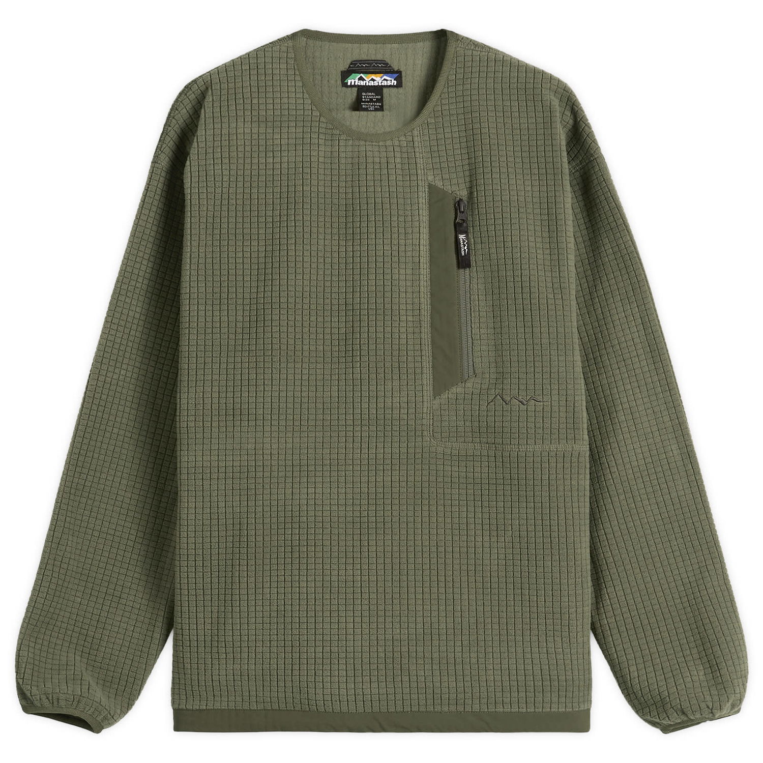 Суитчър Manastash Men's Grid Fleece Crew Sweatshirt Зелено | 7925230001-310, 1