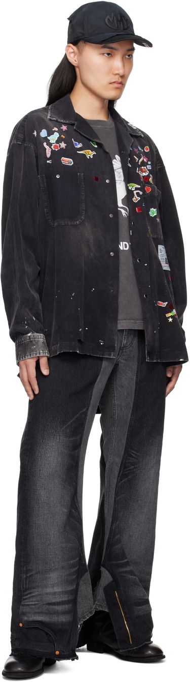 Риза Maison MIHARA YASUHIRO MMY Sticker Print Corduroy Shirt Черно | J14SH182, 3