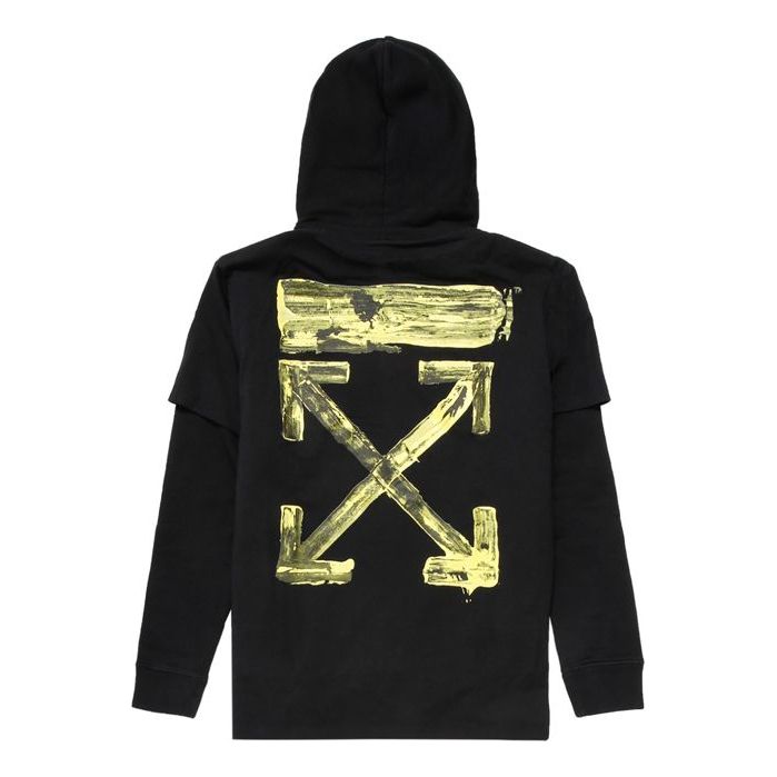 Суитчър Off-White Off-White Layered Hoodie with Back Arrow Print Черно | OMAB033F191850101060