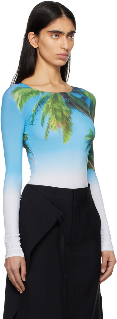 боди Maison Margiela MM6 Maison Margiela Archive Print Long Sleeve Bodysuit Синьо | S52NA0071 M20083, 1