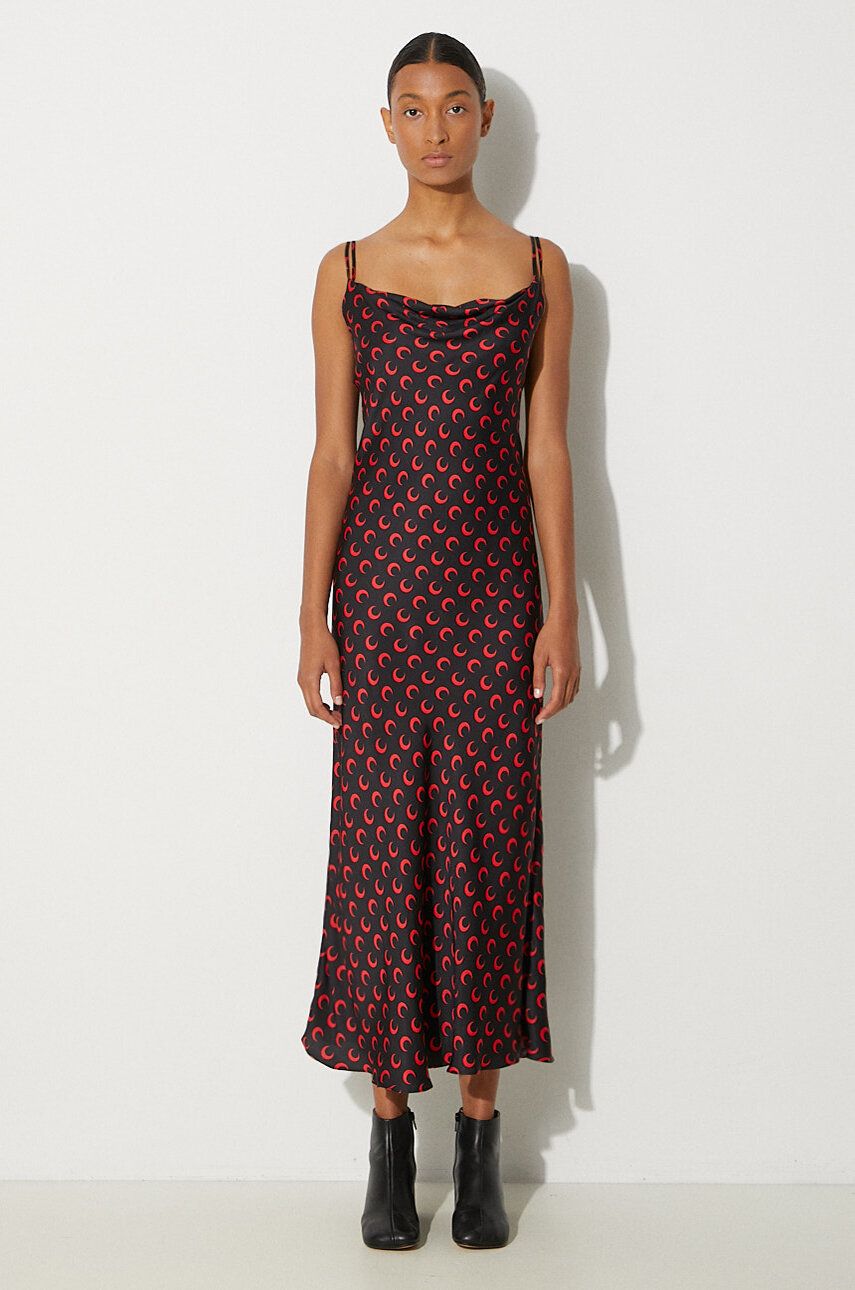 Pокля Marine Serre Moon Printed Flou Long Slip Dress Черно | WDR302A.CWOV0040, 0